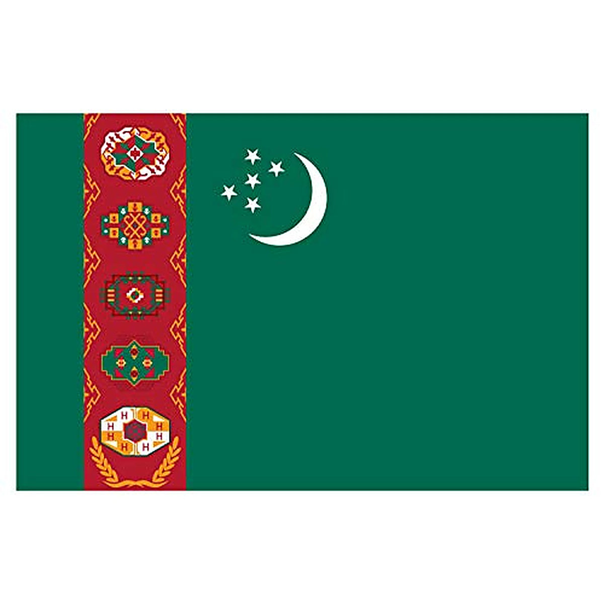 Panneau Rigide Format 18x12cm Drapeau de Pays Nation Turkmenistan épaisseur 3mm