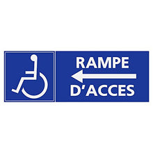 Panneau Rigide Handicapé - Personne à mobilité réduite Rampe d’accès flèche Gauche Format rectangulaire 18x6cm épaisseur
