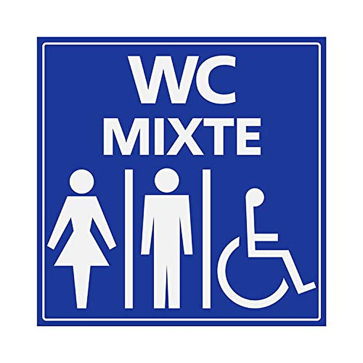 Panneau Rigide Handicapé - Personne à mobilité réduite Toilette WC Mixte 15x15cm épaisseur 3mm