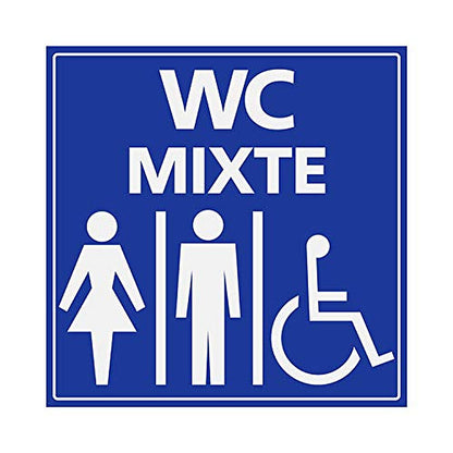 Panneau Rigide Handicapé - Personne à mobilité réduite Toilette WC Mixte 15x15cm épaisseur 3mm
