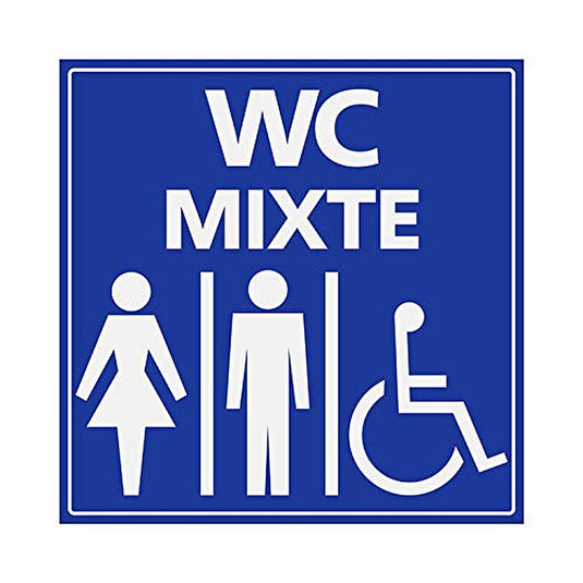 Panneau Rigide Handicapé - Personne à mobilité réduite Toilette WC Mixte 15x15cm épaisseur 3mm
