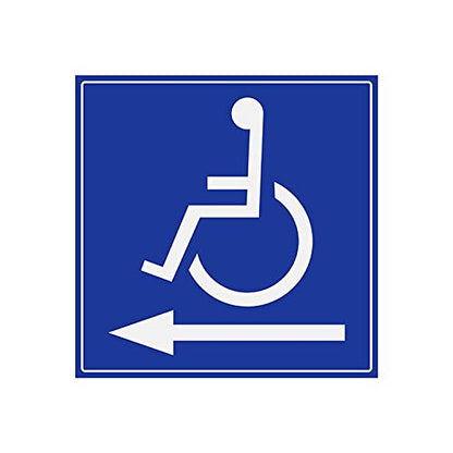 Panneau Rigide Handicapé - Personne à mobilité réduite flèche Gauche 20x20cm épaisseur 3mm