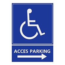 Panneau Rigide Handicapé - Personne à mobilité réduite accès Parking flèche Droite 12x16cm épaisseur 3mm