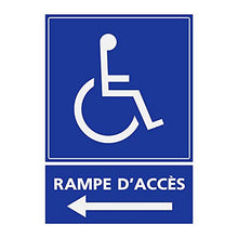 Panneau Rigide Handicapé - Personne à mobilité réduite Rampe d’accès flèche à Gauche 12x16cm épaisseur 3mm