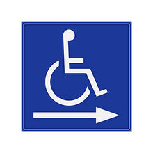 Panneau Rigide Handicapé - Personne à mobilité réduite flèche Droite 20x20cm épaisseur 3mm