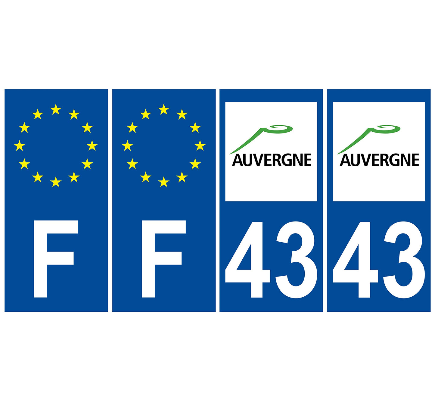 2 Stickers Autocollants Plaques Immatriculation Auto Dept 15 Auvergne Noir Angles Carrés