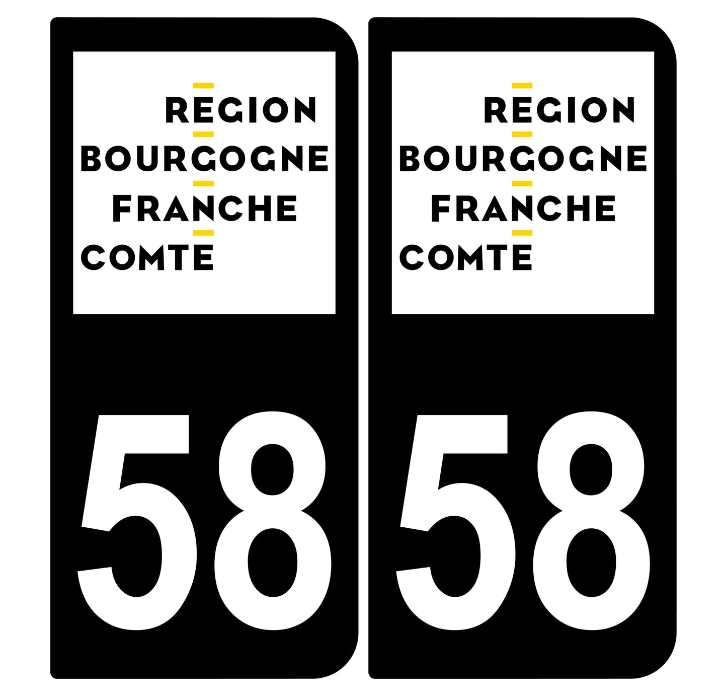 2 Stickers Autocollants Plaques Immatriculation Auto Dept 89 Bourgogne Noir Angles Carrés