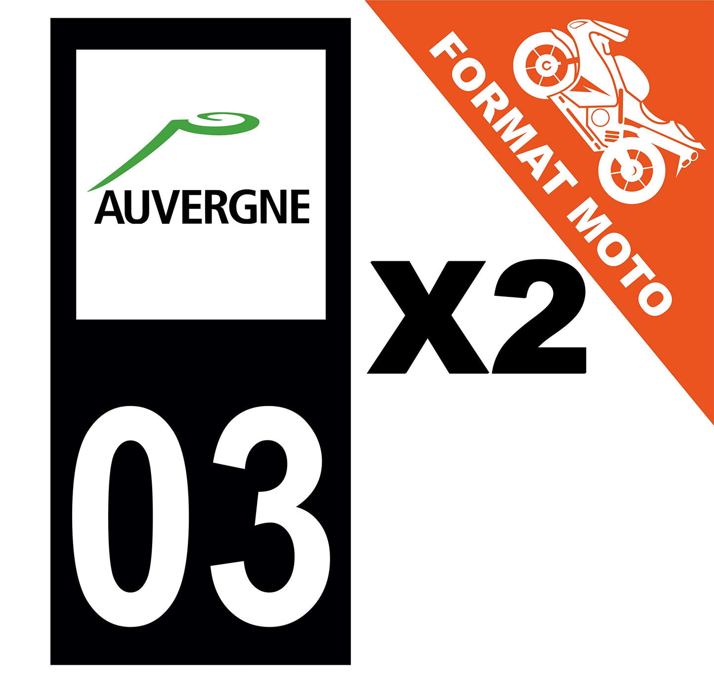 2 Stickers Autocollants Plaques Immatriculation Auto Dept 63 Auvergne Noir Angles Carrés
