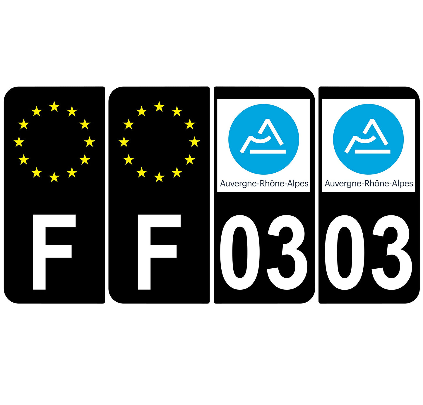 2 Stickers Autocollants Plaques Immatriculation Auto Dept 64 Aquitaine Noir Angles Carrés