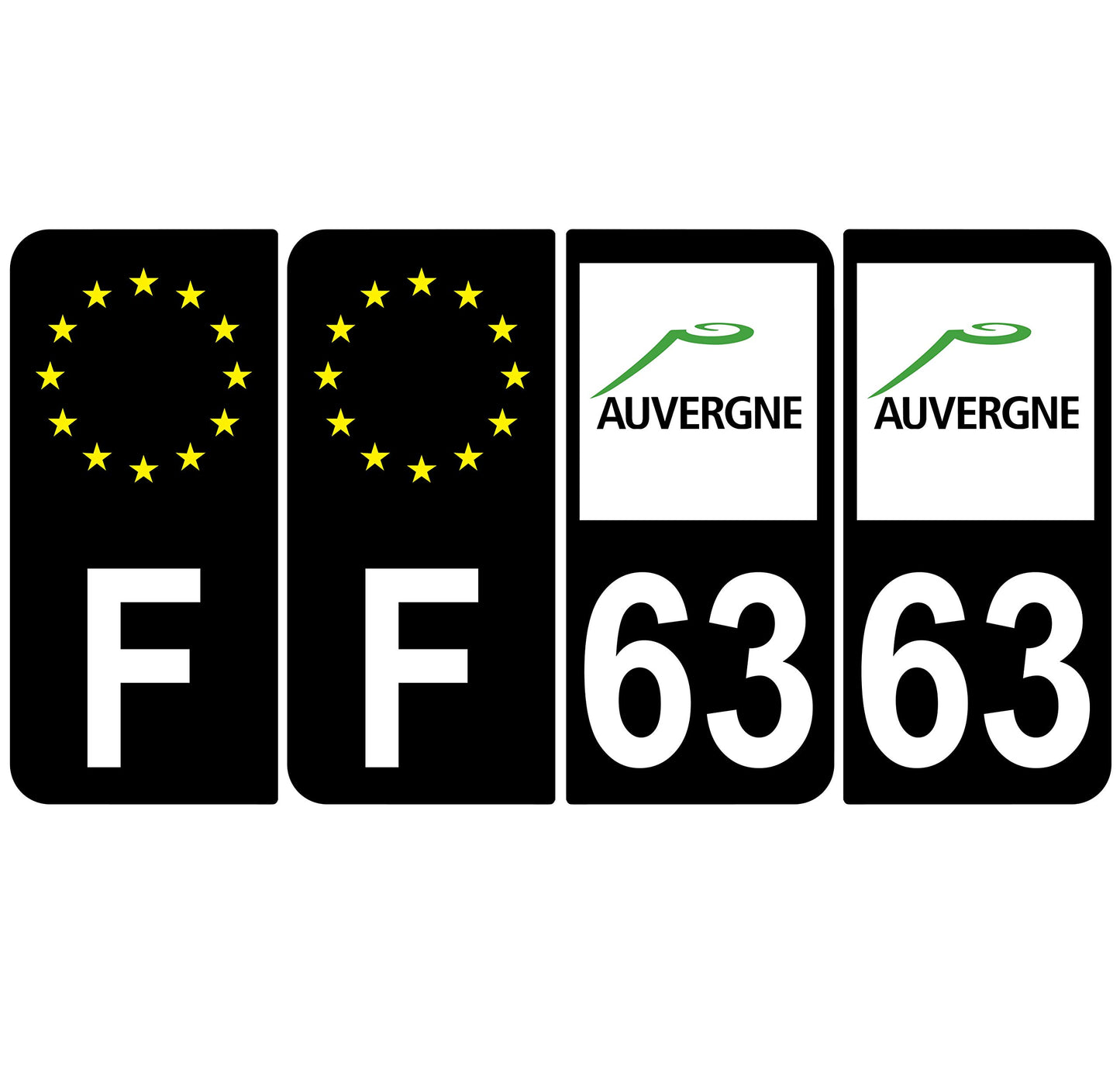 2 Stickers Autocollants Plaques Immatriculation Auto Dept 14 Normandie Noir Angles Arrondis