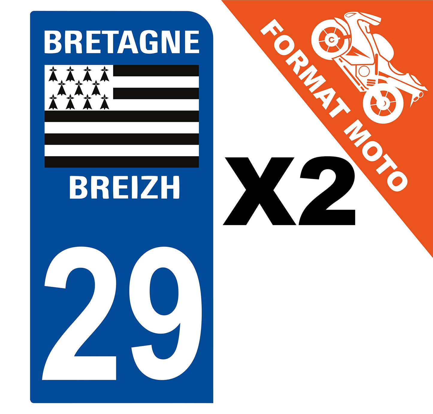 2 Stickers Autocollants Plaques Immatriculation Auto Dept 35 Bretagne Noir Angles Carrés