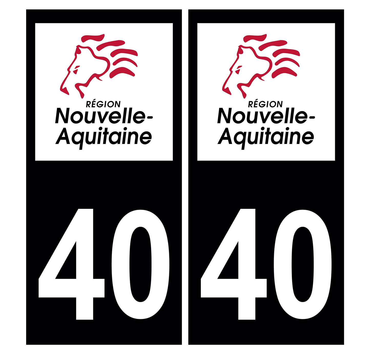 2 Stickers Autocollants Plaques Immatriculation Auto Dept 33 Aquitaine Noir Angles Carrés