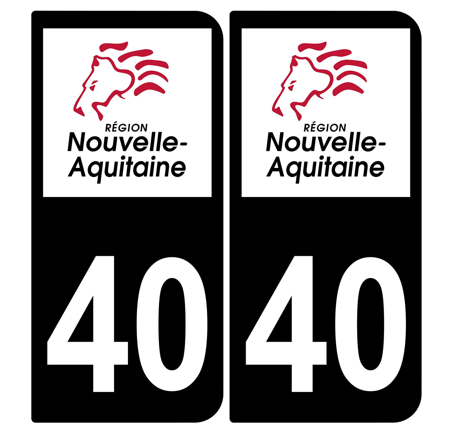 2 Stickers Autocollants Plaques Immatriculation Auto Dept 47 Aquitaine Noir Angles Carrés
