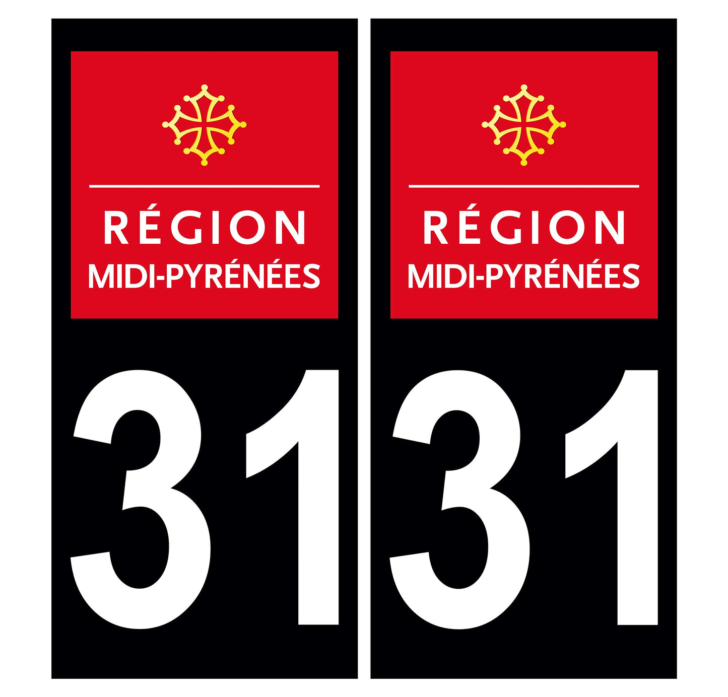 2 Stickers Autocollants Plaques Immatriculation Auto Dept 46 Occitanie Noir Angles Arrondis
