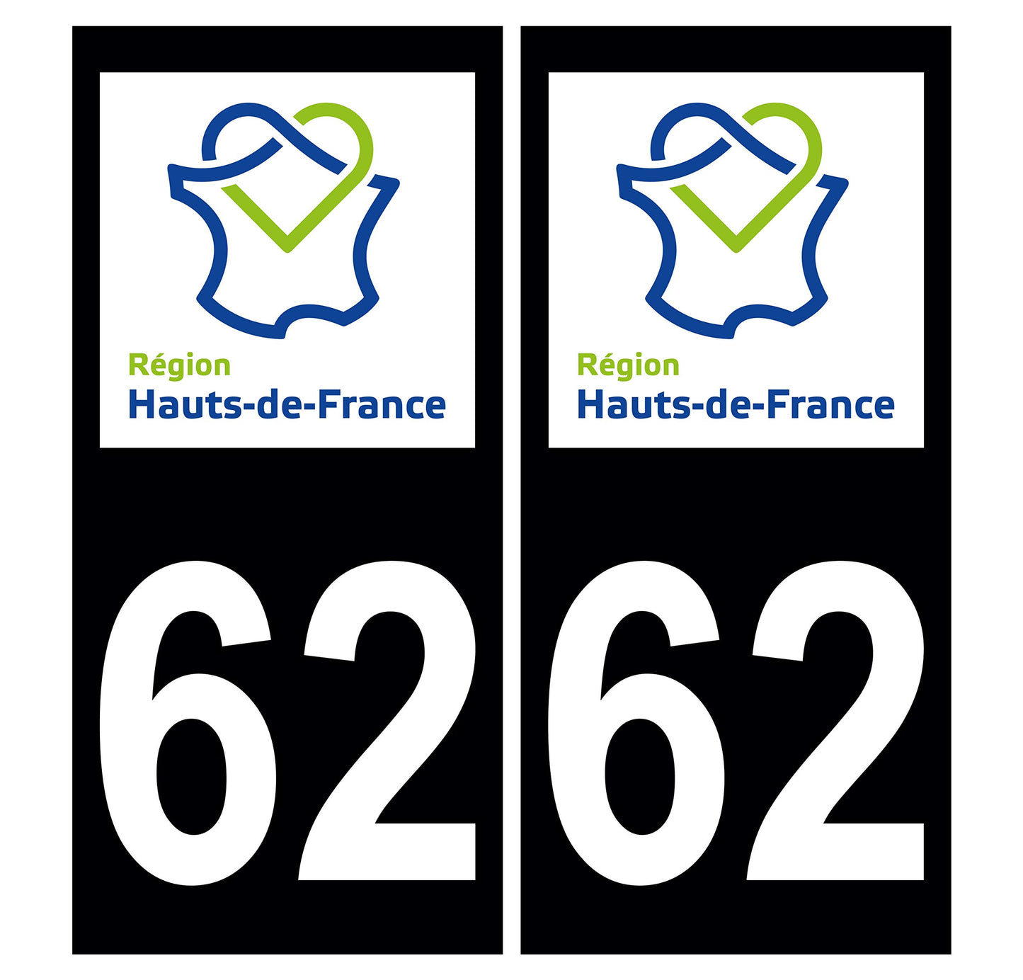 2 Stickers Autocollants Plaques Immatriculation Auto Dept 59 Nord Noir Angles Carrés
