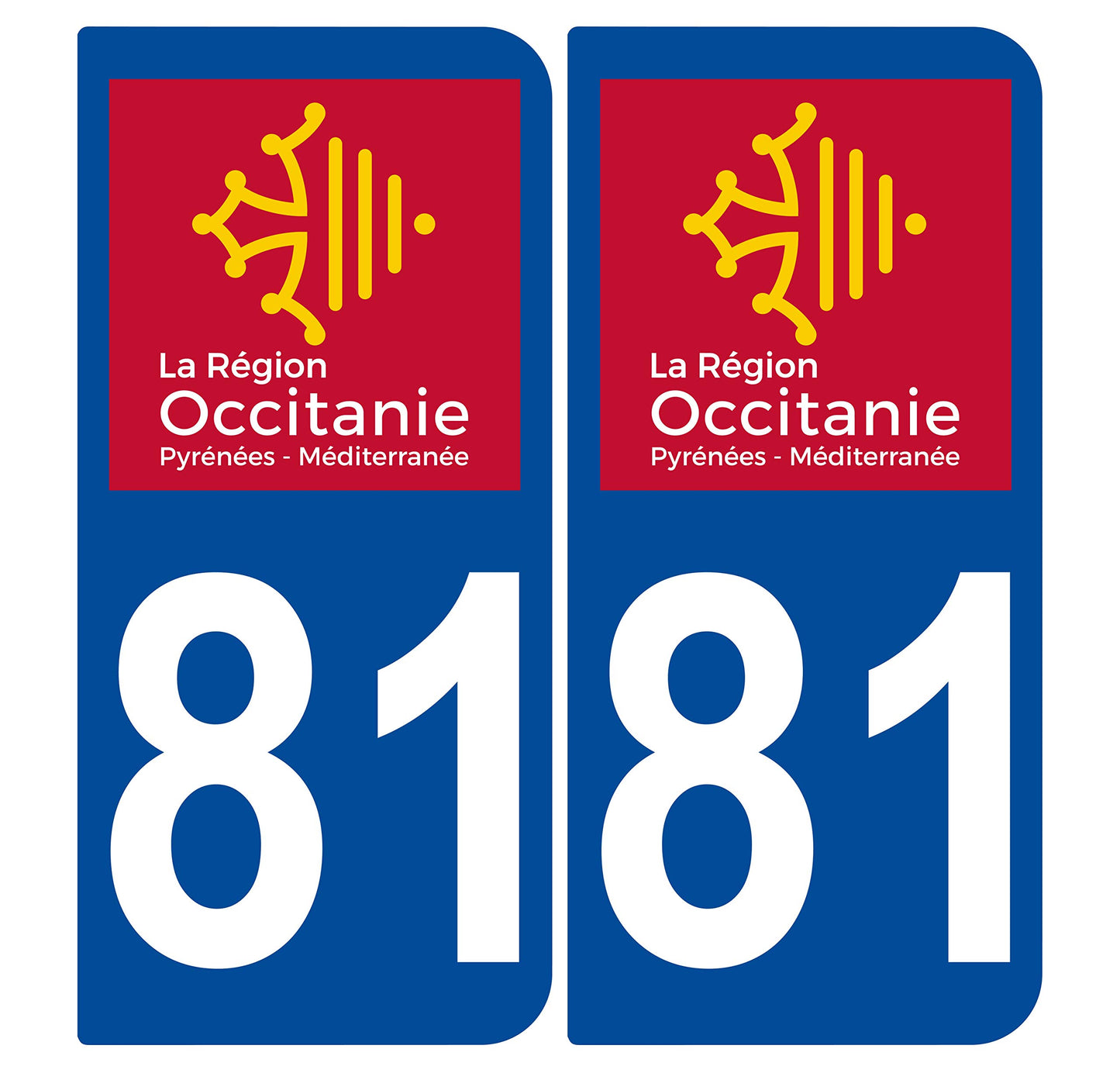 2 Stickers Autocollants Plaques Immatriculation Auto Dept 65 Occitanie Noir Angles Carrés