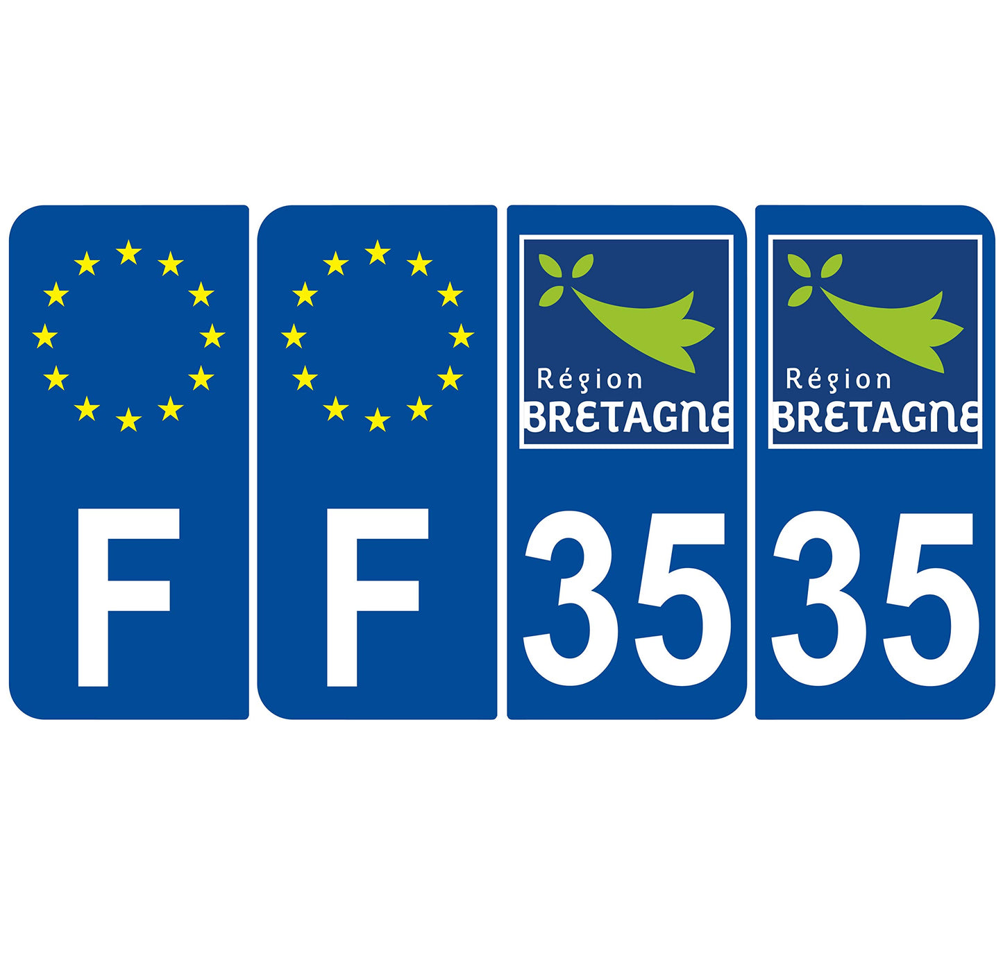 2 Stickers Autocollants Plaques Immatriculation Auto Dept 35 Bretagne Noir Angles Arrondis