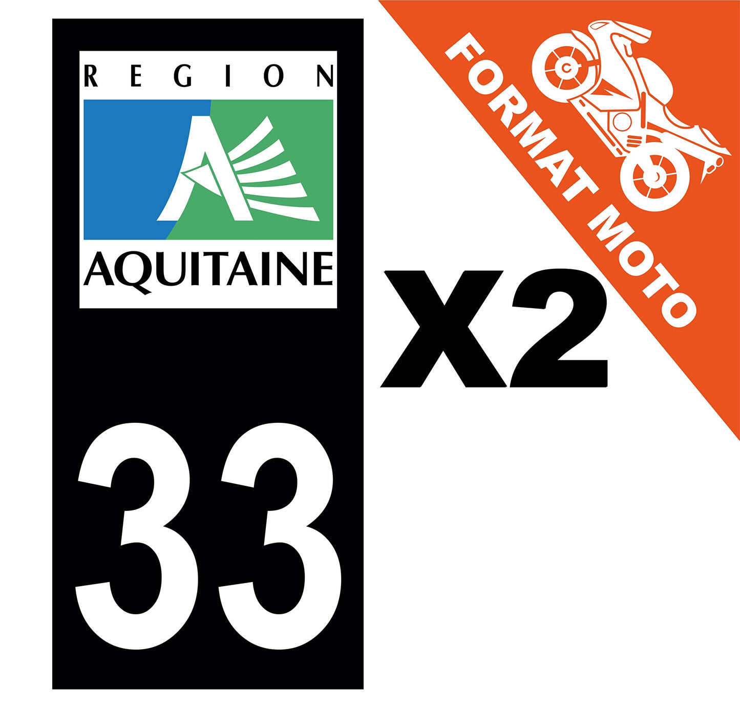2 Stickers Autocollants Plaques Immatriculation Auto Dept 40 Aquitaine Noir Angles Arrondis