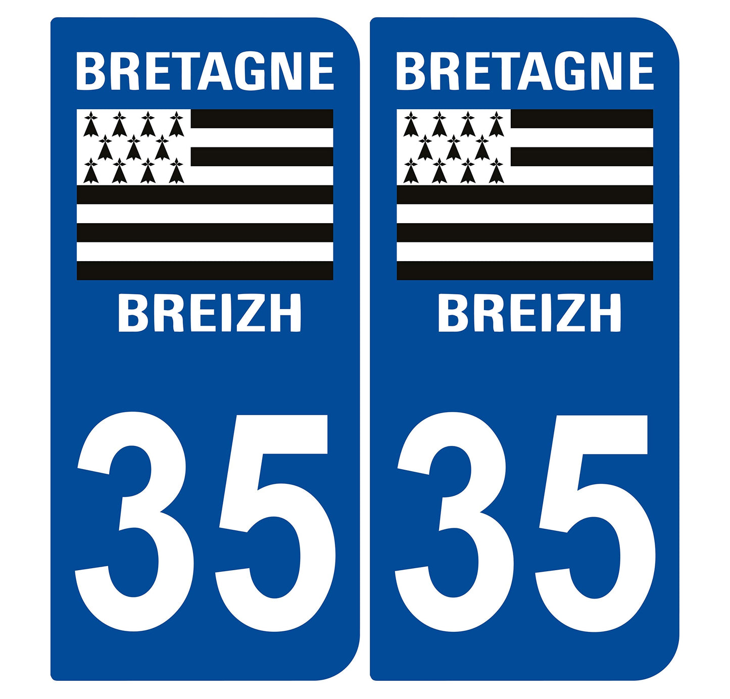 2 Stickers Autocollants Plaques Immatriculation Auto Dept 56 Bretagne Noir Angles Carrés