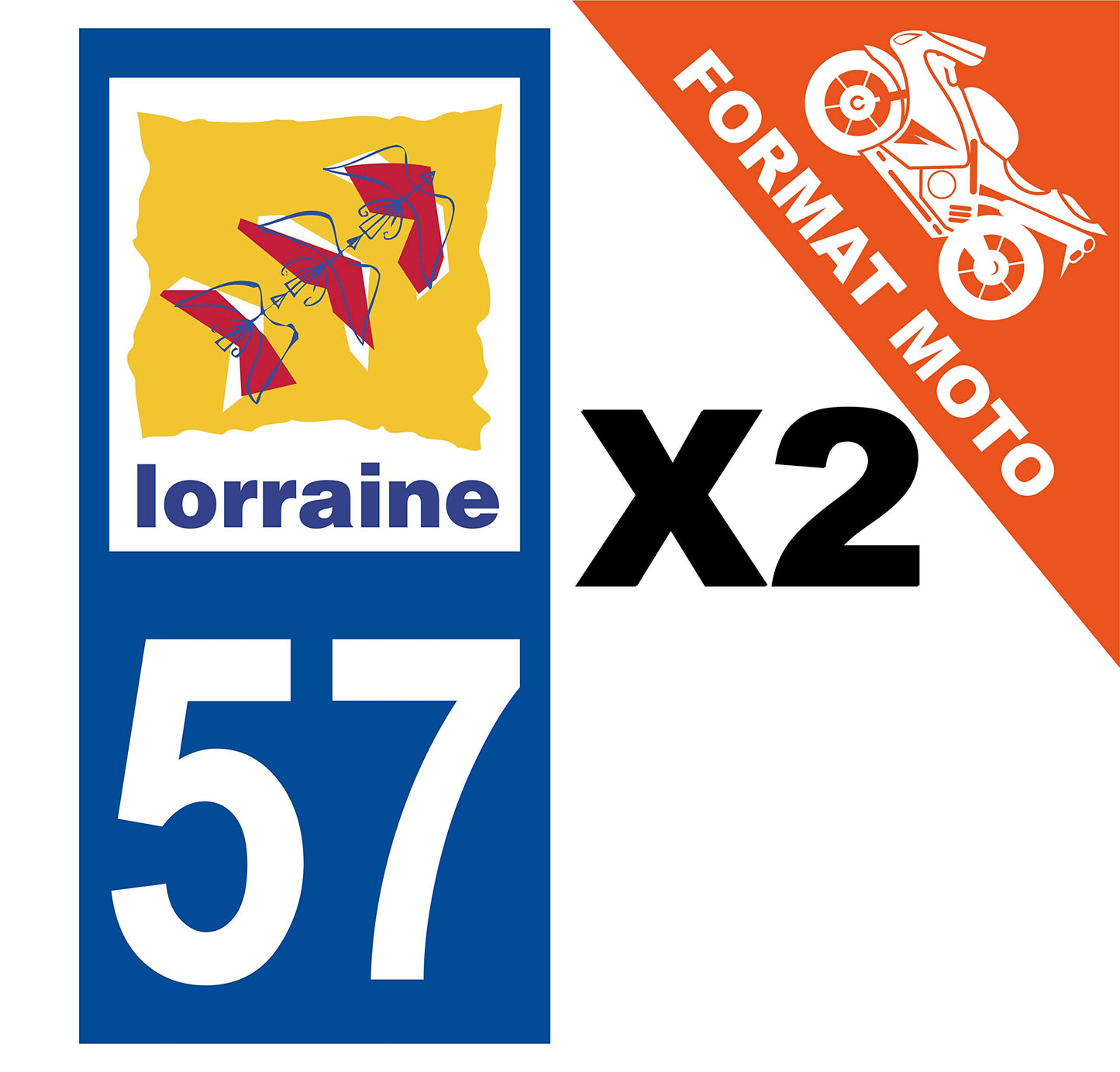 2 Stickers Autocollants Plaques Immatriculation Auto Dept 57 Lorraine Noir Angles Arrondis