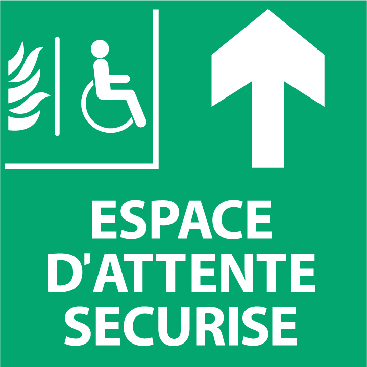 Panneau PVC Diamètre 15x15cm Espace d’attente sécurisé pour handicapés en haut épaisseur 3mm