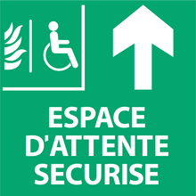 Panneau PVC Diamètre 25x25cm Espace d’attente sécurisé pour handicapés en haut épaisseur 3mm
