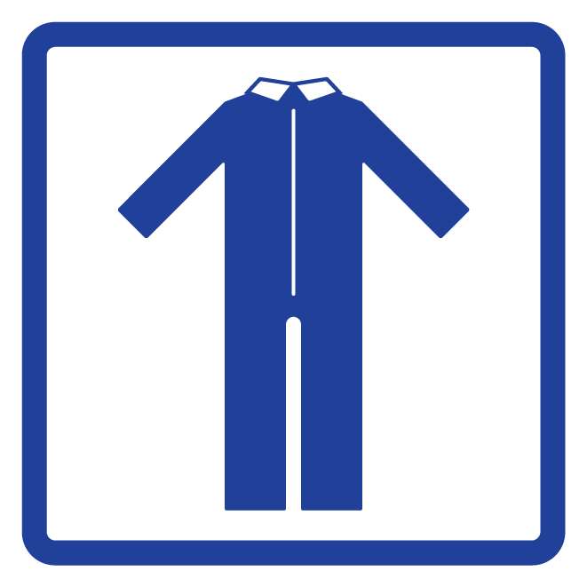 Autocollant Stickers Diamètre 15x15cm Port de la Combinaison de Sécurité Obligatoire bleu