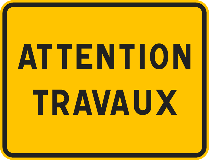 Panneau PVC 3mm 18x24cm Attention Travaux