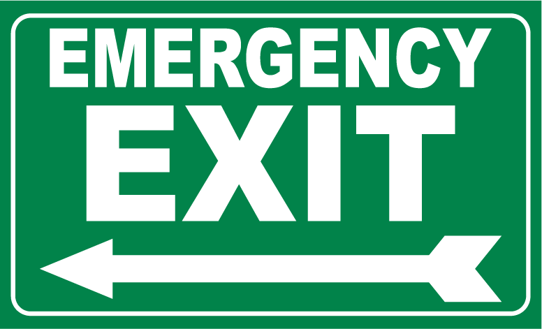 Autocollant Stickers Diamètre 15x20cm Emergency Exit vert