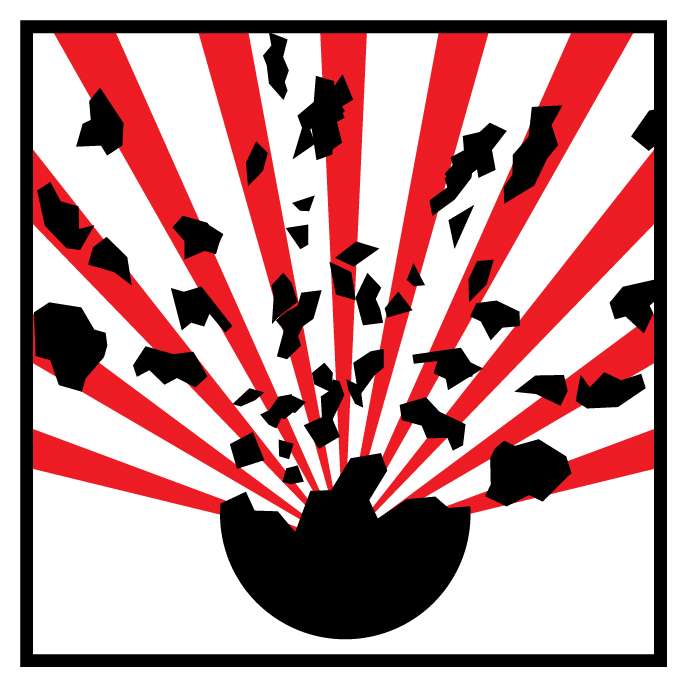 Autocollant Stickers Diamètre 20x20cm Danger d’explosion blanc/rouge