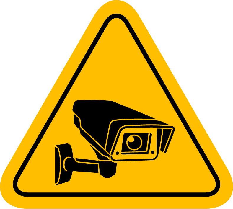 Panneau PVC 3mm 12x10cm Caméra de surveillance triangle jaune