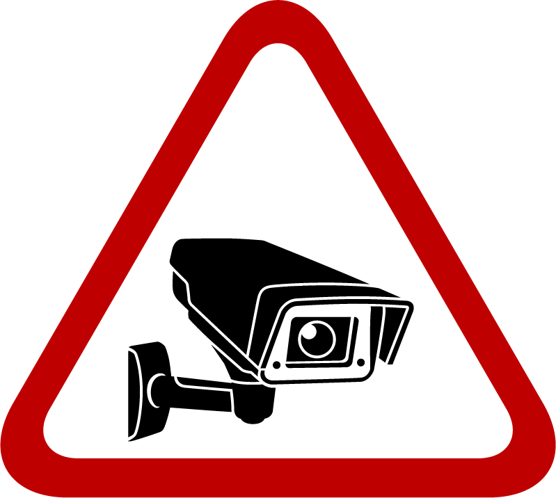 Autocollant Stickers Diamètre 24x8cm Caméra de surveillance triangle blanc