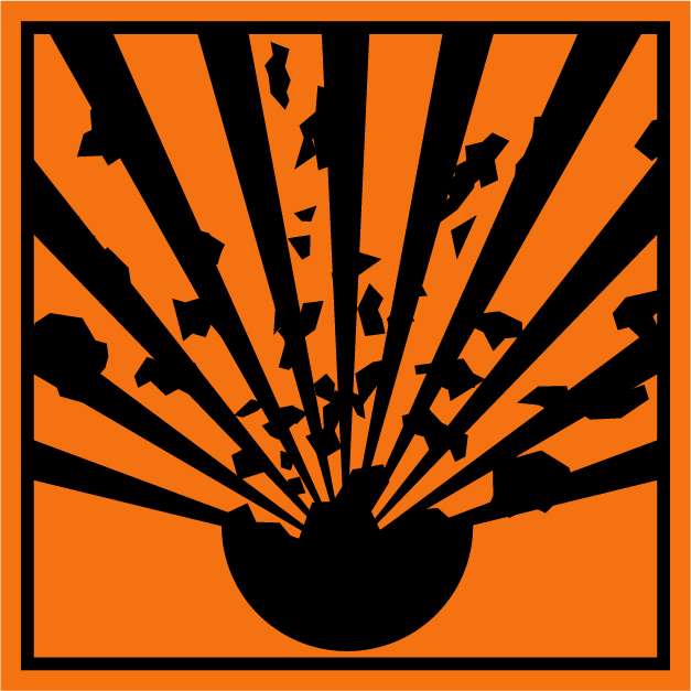 Panneau PVC 3mm 15x15cm Danger d’explosion orange