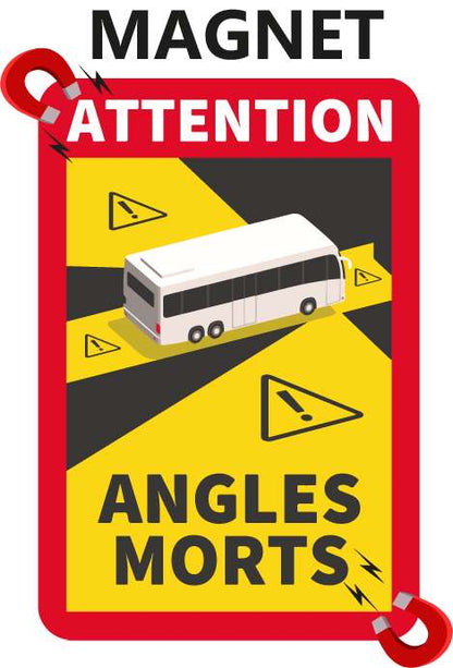 Lot de 96 Angles Morts Magnétique spécial pour les Bus - Autocollants Stickers Véhicule Attention Fabriqué en France