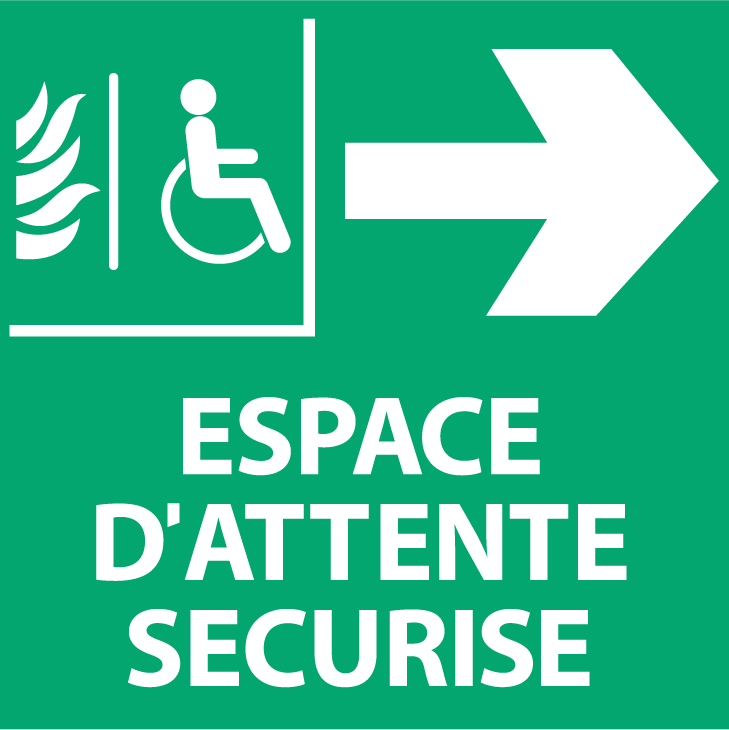 Autocollant Stickers Diamètre 20x20cm Espace d’attente sécurisé pour handicapés droite