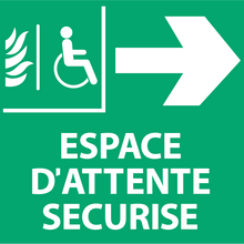 Panneau PVC Diamètre 15x15cm Espace d’attente sécurisé pour handicapés droite épaisseur 3mm