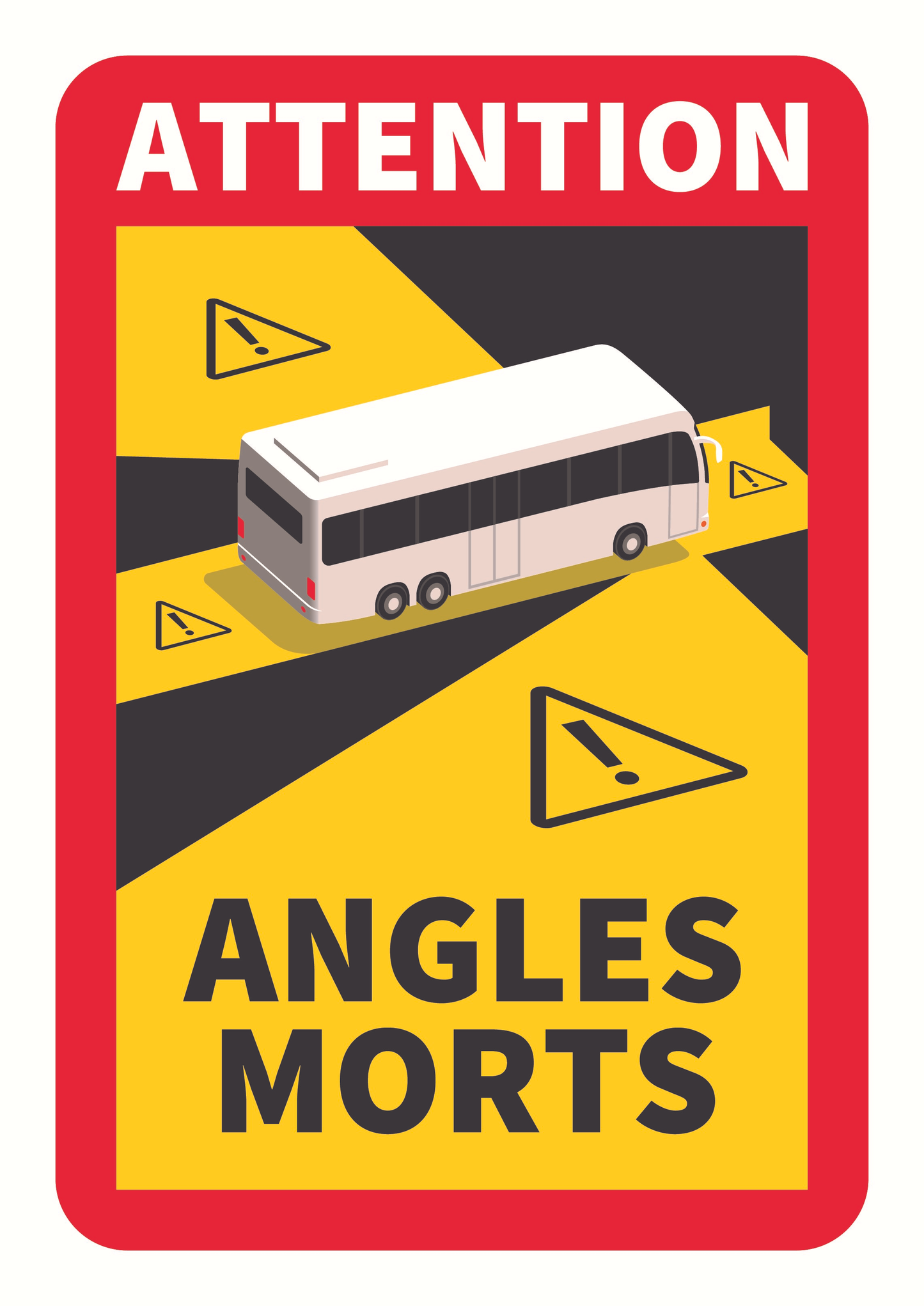 Lot de 3 Angles Morts Magnétique spécial pour les Bus - Autocollants Stickers Véhicule Attention Fabriqué en France