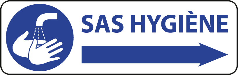 Panneau PVC 3mm 18x6cm SAS Hygiène à droite