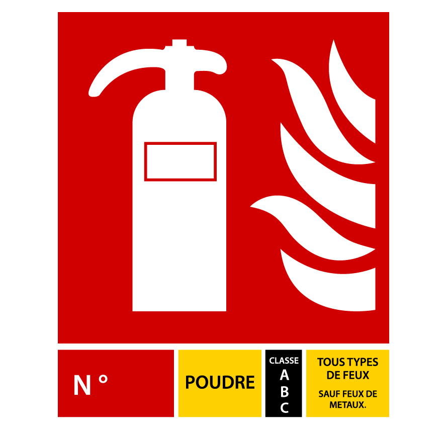Panneau PVC 3mm 25x40cm Extincteur à Poudre Incendie