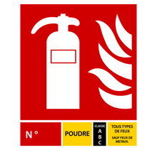 Panneau PVC 3mm 25x40cm Extincteur à Poudre Incendie