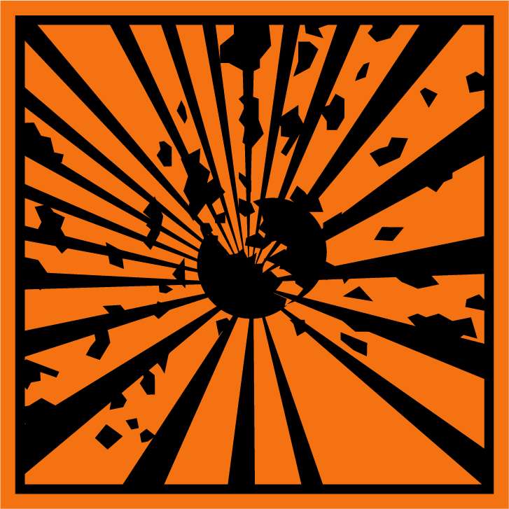 Autocollant Stickers Diamètre 25x25cm Danger d’explosion orange