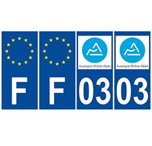 4 Stickers plaque immatriculation Auto