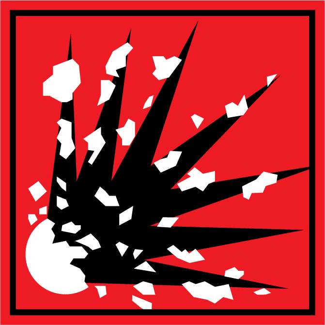 Autocollant Stickers Diamètre 15x15cm Danger d’explosion rouge