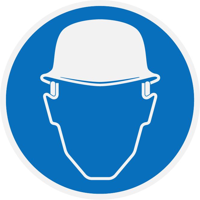 Autocollant Stickers Diamètre 25x25cm Port du Casque Obligatoire bleu