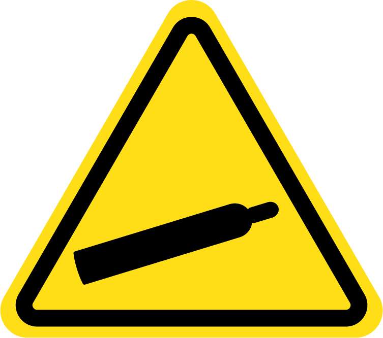 Panneau PVC 3mm 12x10cm Danger Gaz sous pression triangle jaune