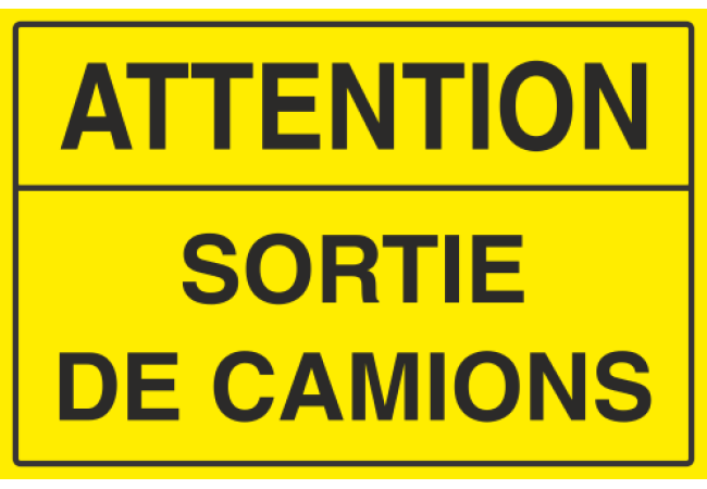 Autocollant Attention Sortie de Camions – Avertissement