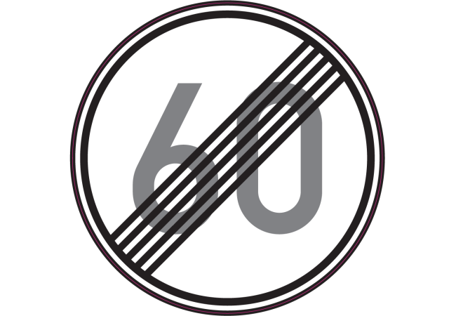 Autocollant Fin de Limitation de Vitesse 60 km/h