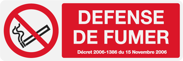 Autocollant Stickers Diamètre 24x8cm Défense de Fumer rectangle