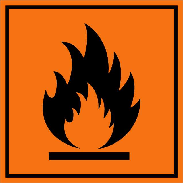 Autocollant Stickers Diamètre 20x20cm Danger Inflammable orange