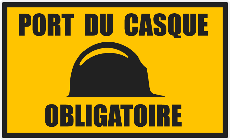 Autocollant Stickers Diamètre 18x24cm Port du Casque Obligatoire jaune